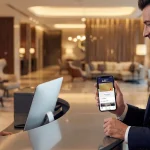 Application de fidélité ALL Accor Live Limitless à la réception d'un hôtel.