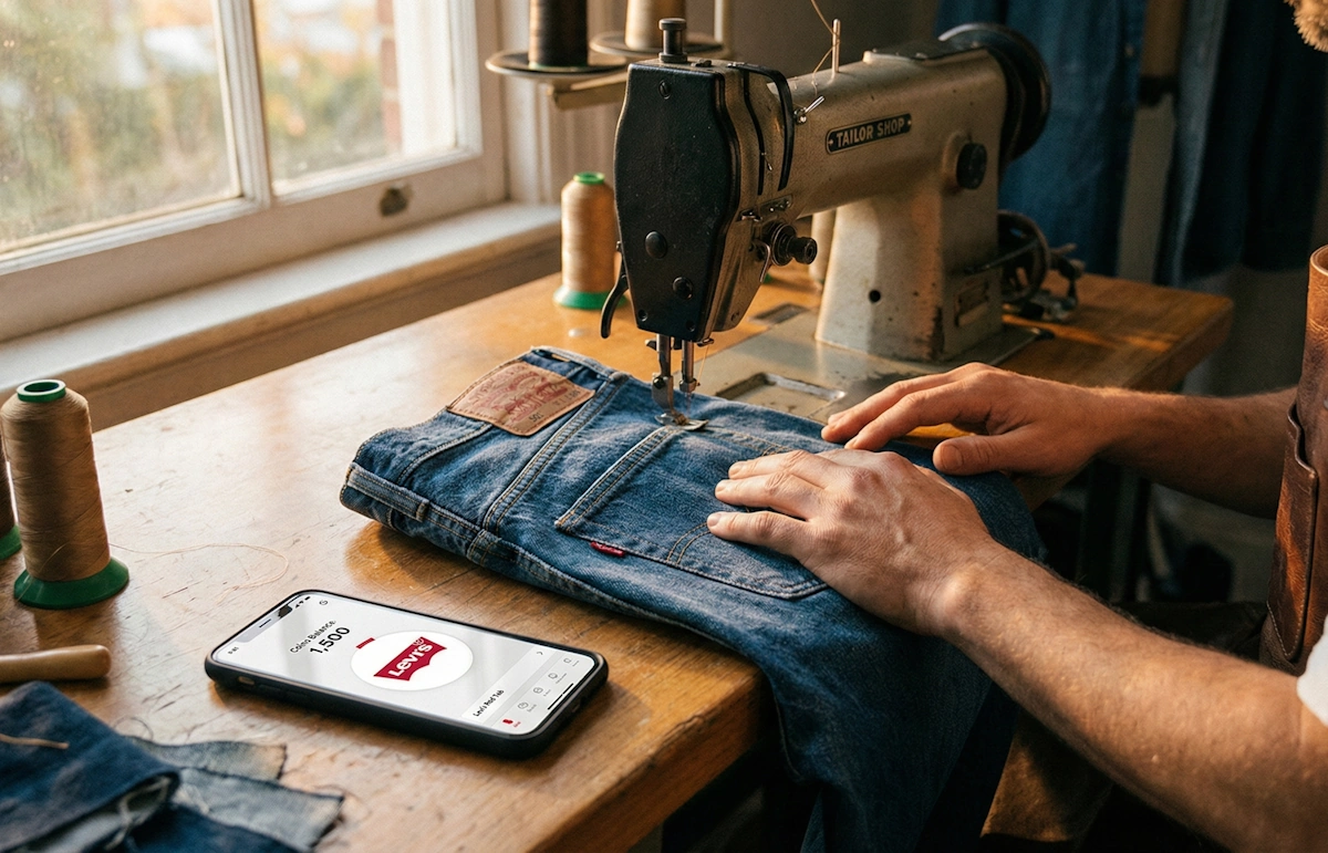 Application de fidélité Levi's Red Tab et service de personnalisation Tailor Shop.