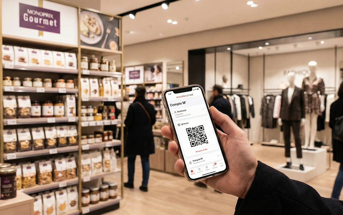 Application Compte M' de Monoprix pour la fidélité en magasin.