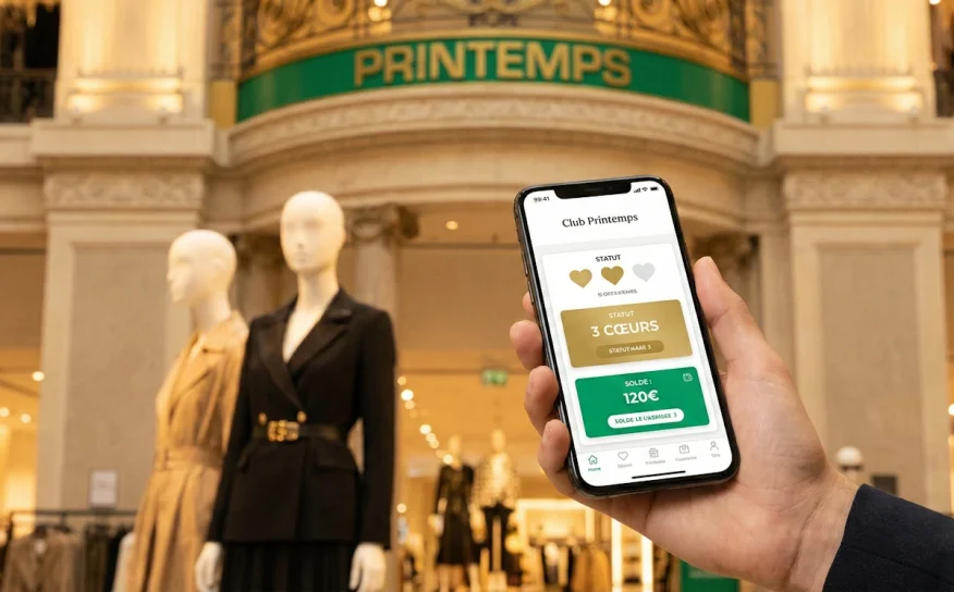 Nouvelle application de fidélité Club Printemps avec statut Cœurs.
