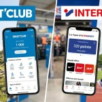 Comparaison visuelle entre les applications de fidélité Decat'Club de Decathlon et La Team Intersport sur smartphone pour le cagnottage sport.