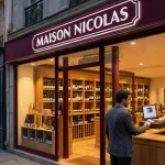 Client utilisant sa carte fidélité dans une cave Maison Nicolas (ex-Nicolas).