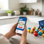 Application Carrefour affichant les Défis du mois et des réductions pour Pâques sur un smartphone.