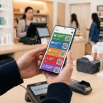 Utilisation d'une carte de fidélité numérique sur smartphone via une application Wallet en magasin.