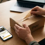 Réception d'une livraison express gratuite Fnac grâce à l'abonnement numérique de la carte Fnac+ affiché sur un smartphone.