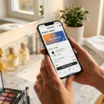 Cliente connectée à son compte Club MyNotino sur l'application mobile pour utiliser un code promotionnel exclusif sur ses parfums.