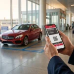 Client utilisant l'application Avis Preferred pour récupérer sa voiture de location sans passer par le comptoir.