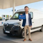 Professionnel gérant sa flotte de véhicules et ses dépenses avec la Carte Carburant Pro Carrefour